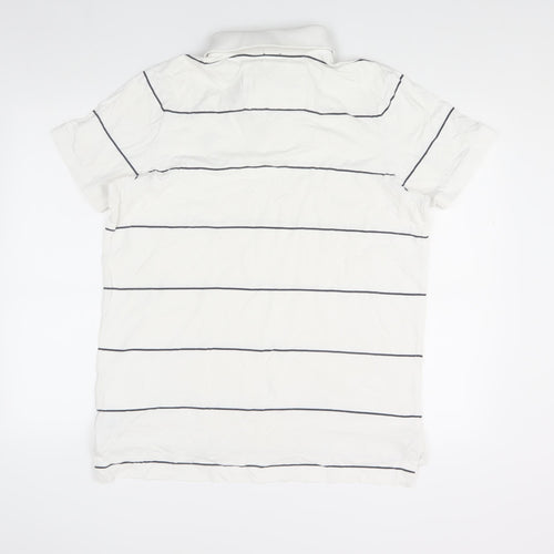 Abercrombie & Fitch Men's White XL Striped Polo Shirt