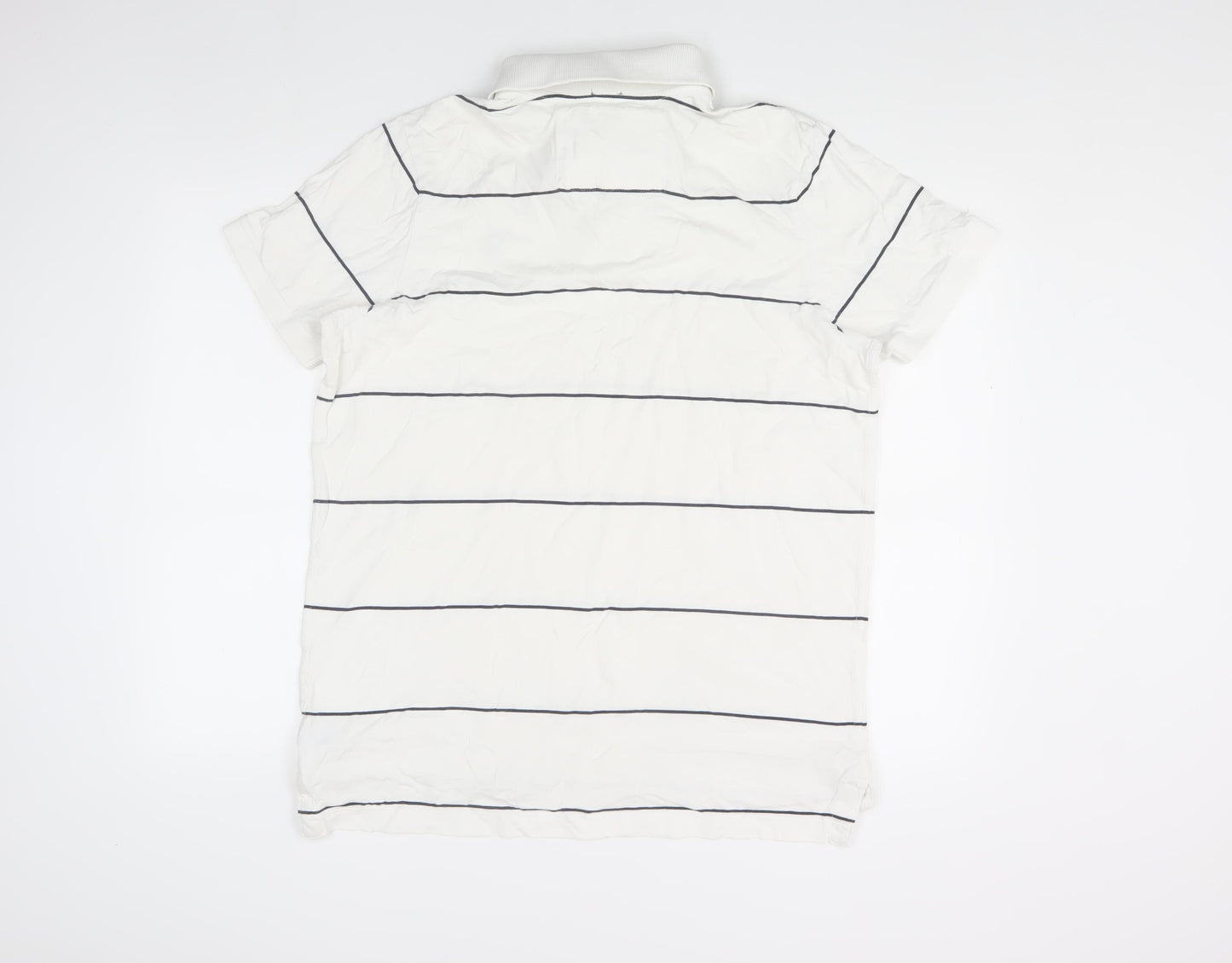 Abercrombie & Fitch Men's White XL Striped Polo Shirt