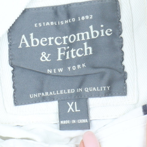 Abercrombie & Fitch Men's White XL Striped Polo Shirt
