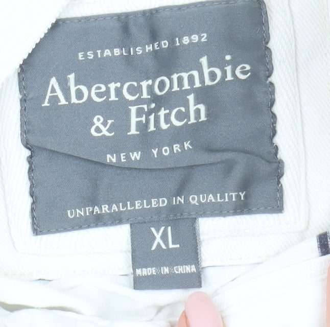 Abercrombie & Fitch Men's White XL Striped Polo Shirt