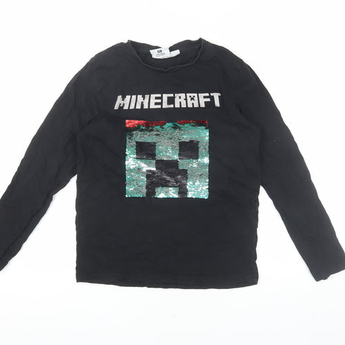Minecraft Kids Black Sequin Long Sleeve T-Shirt 10-11 Years
