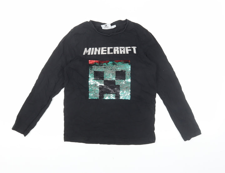 Minecraft Kids Black Sequin Long Sleeve T-Shirt 10-11 Years