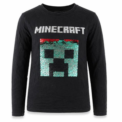 Minecraft Kids Black Sequin Long Sleeve T-Shirt 10-11 Years