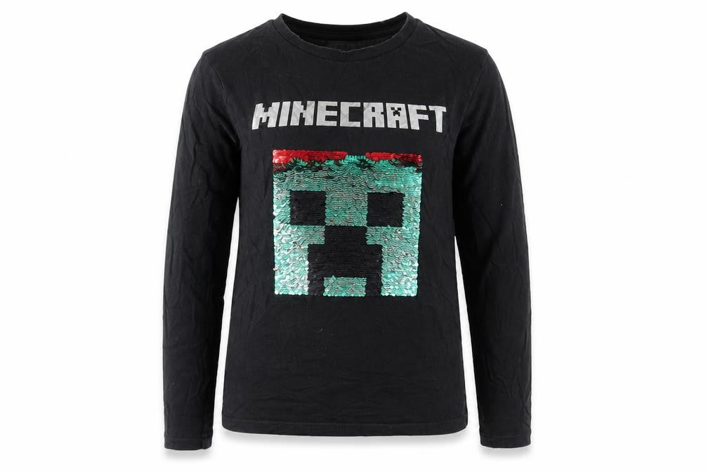 Minecraft Kids Black Sequin Long Sleeve T-Shirt 10-11 Years