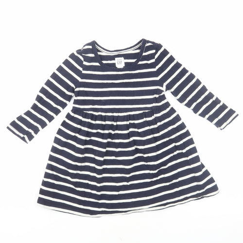 Gap Unisex Baby Blue Striped Fit & Flare Dress, Size 18-24 Months