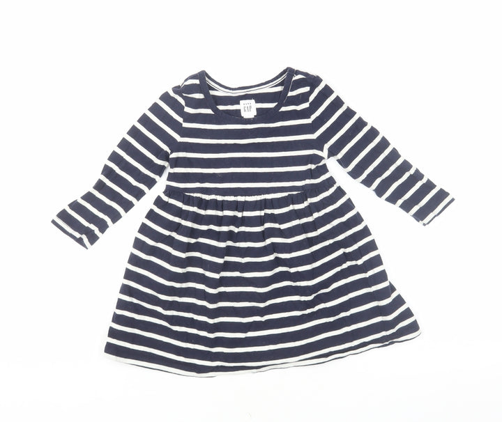 Gap Unisex Baby Blue Striped Fit & Flare Dress, Size 18-24 Months