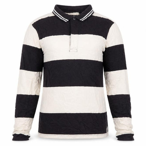 Brave Soul Unisex Black White Striped Polo Shirt