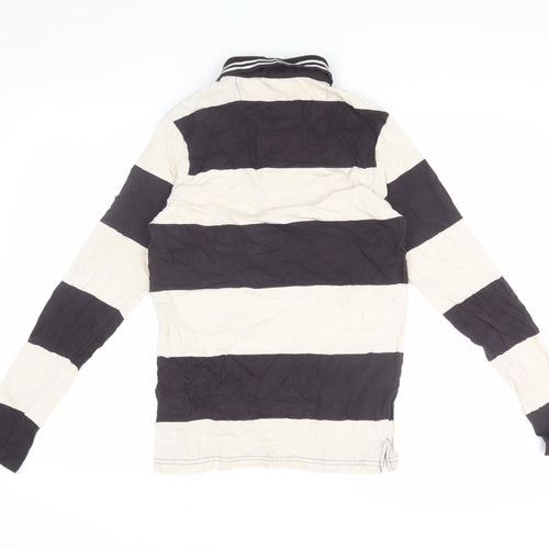 Brave Soul Unisex Black White Striped Polo Shirt