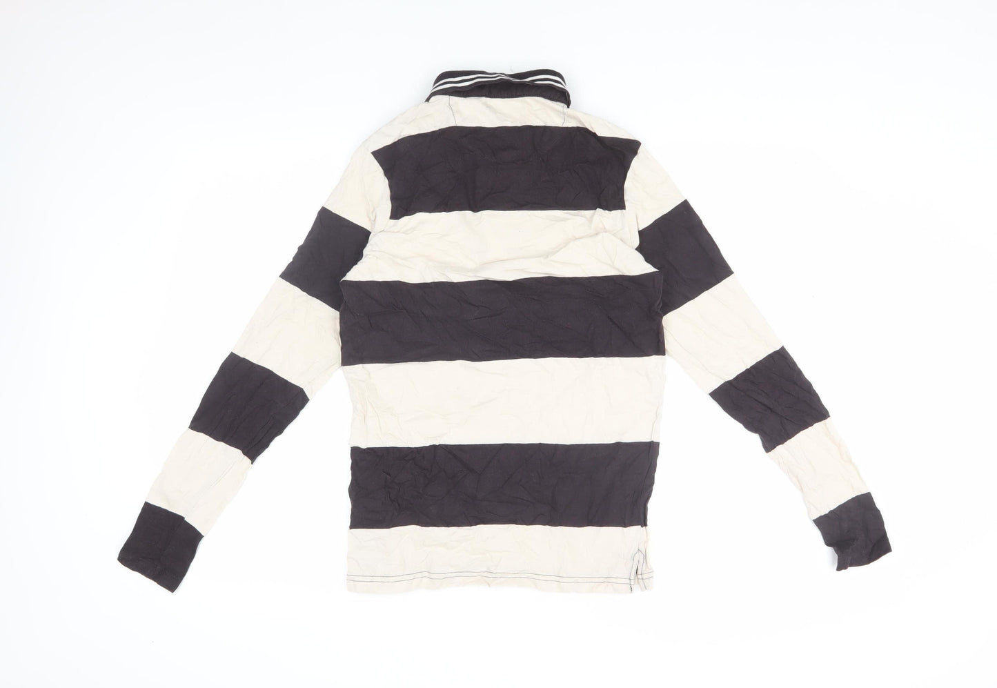 Brave Soul Unisex Black White Striped Polo Shirt