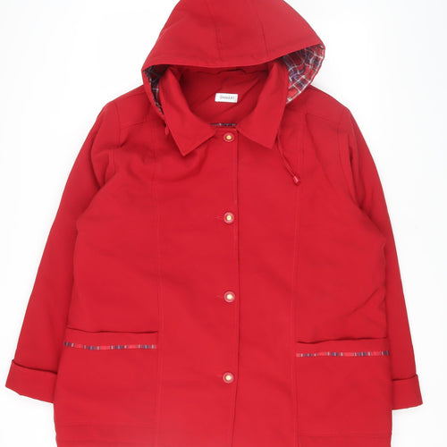 Damart Women's Red Rain Coat Size 22 Hooded