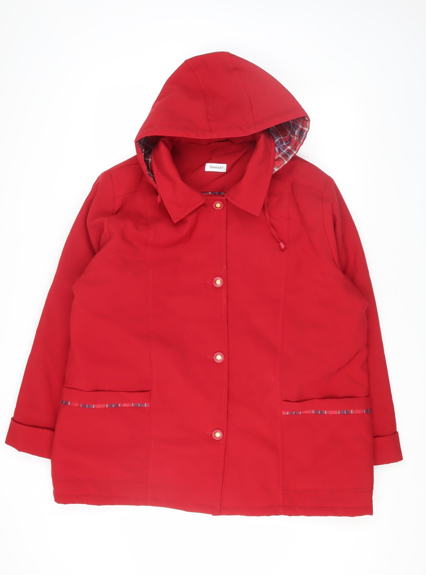 Damart Women's Red Rain Coat Size 22 Hooded