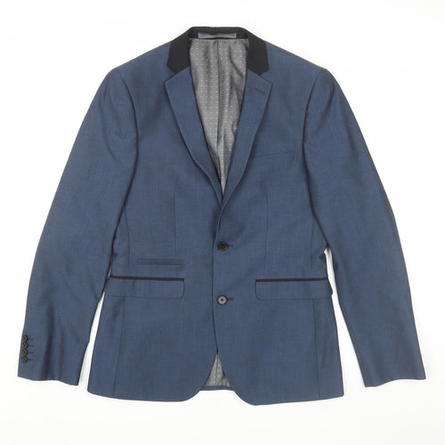 Burton Men's Blue Slim Fit Two-Button Blazer Regular 36R