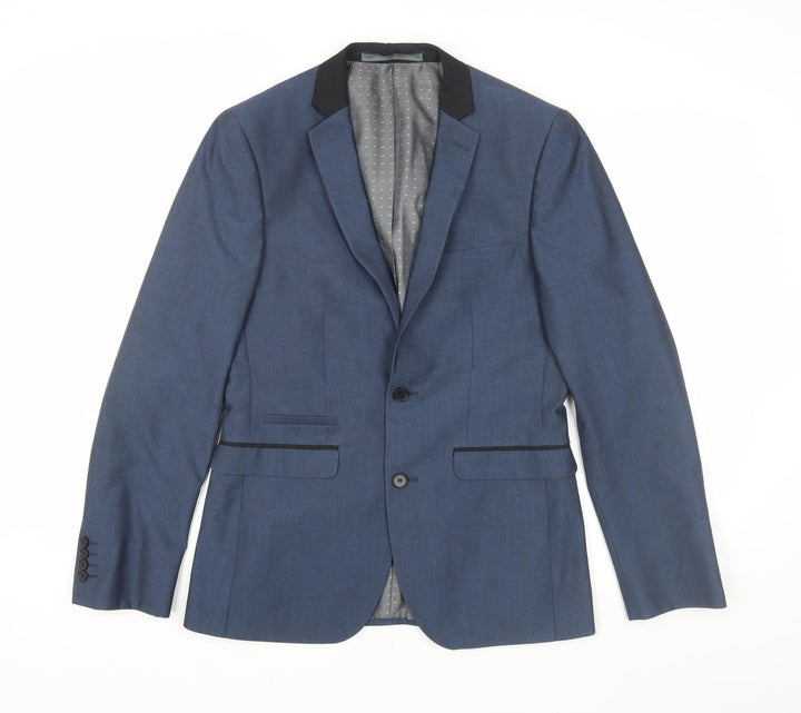 Burton Men's Blue Slim Fit Two-Button Blazer Regular 36R