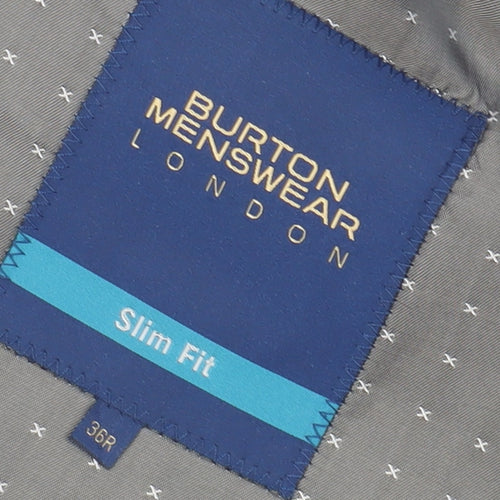 Burton Men's Blue Slim Fit Two-Button Blazer Regular 36R