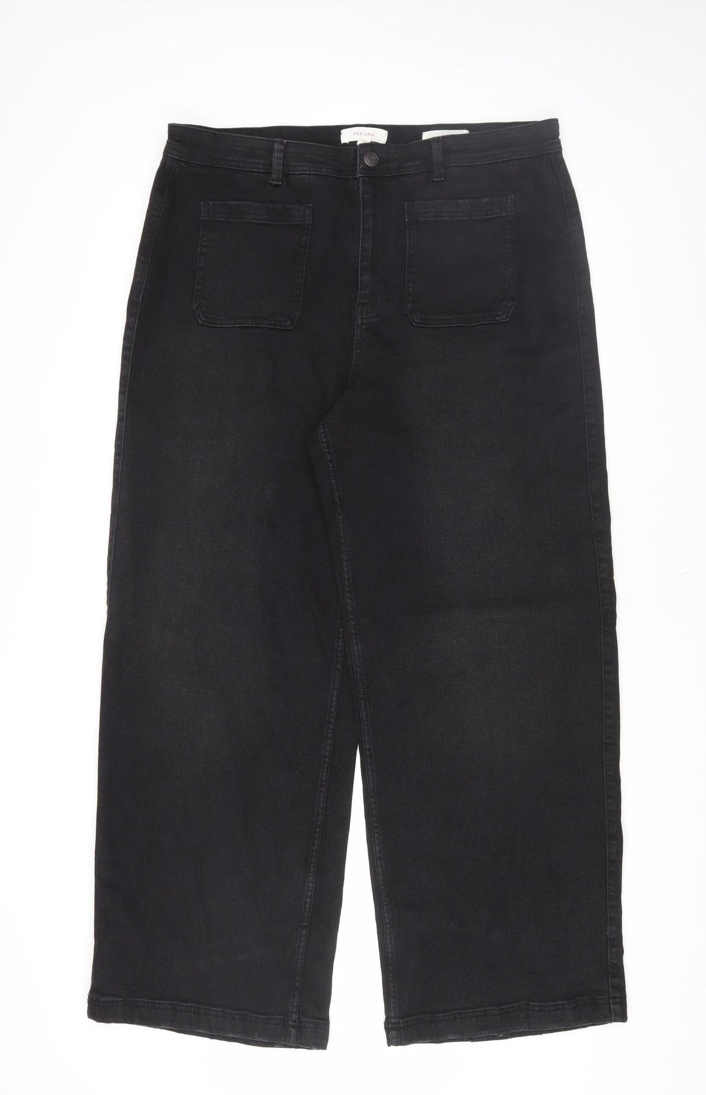 Marks and Spencer Women's Black Wide-Leg Jeans Size 18