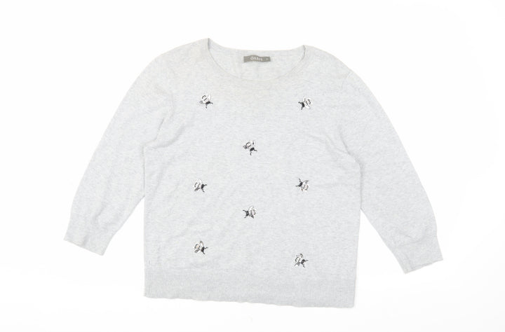 Oasis Women’s Ivory Embroidered Pullover, Medium