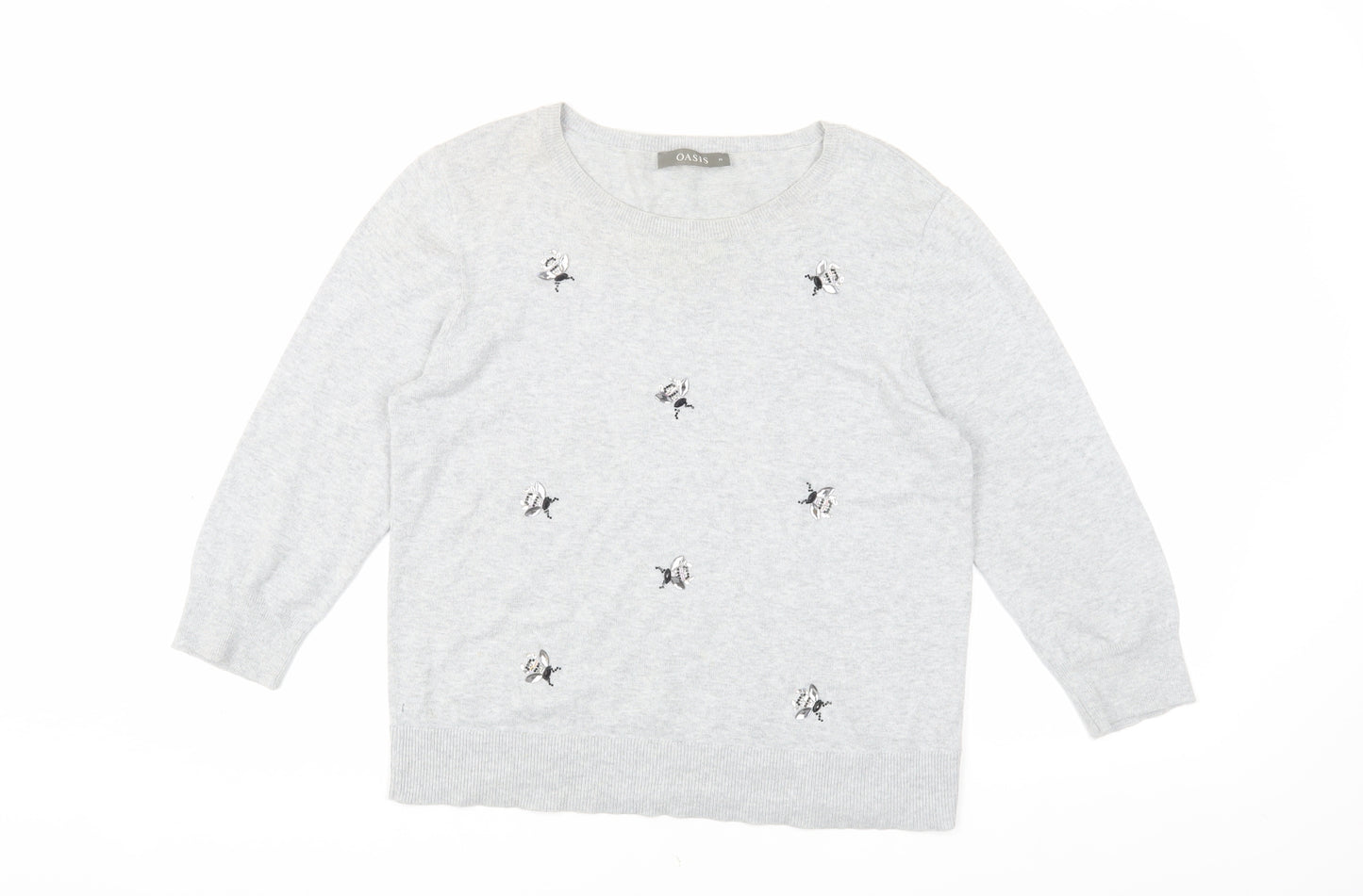 Oasis Women’s Ivory Embroidered Pullover, Medium