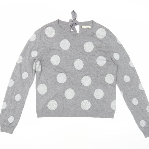 Oasis Women's Grey Polka Dot Pullover Jumper, M