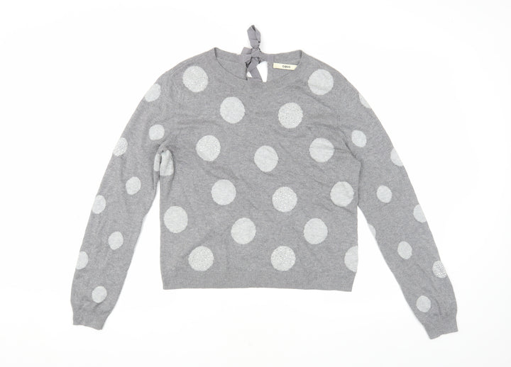 Oasis Women's Grey Polka Dot Pullover Jumper, M