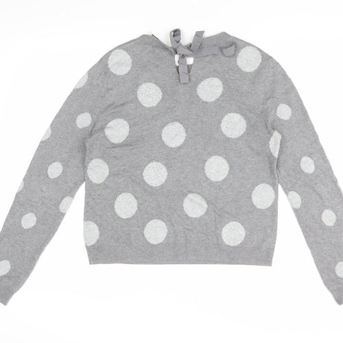Oasis Women's Grey Polka Dot Pullover Jumper, M