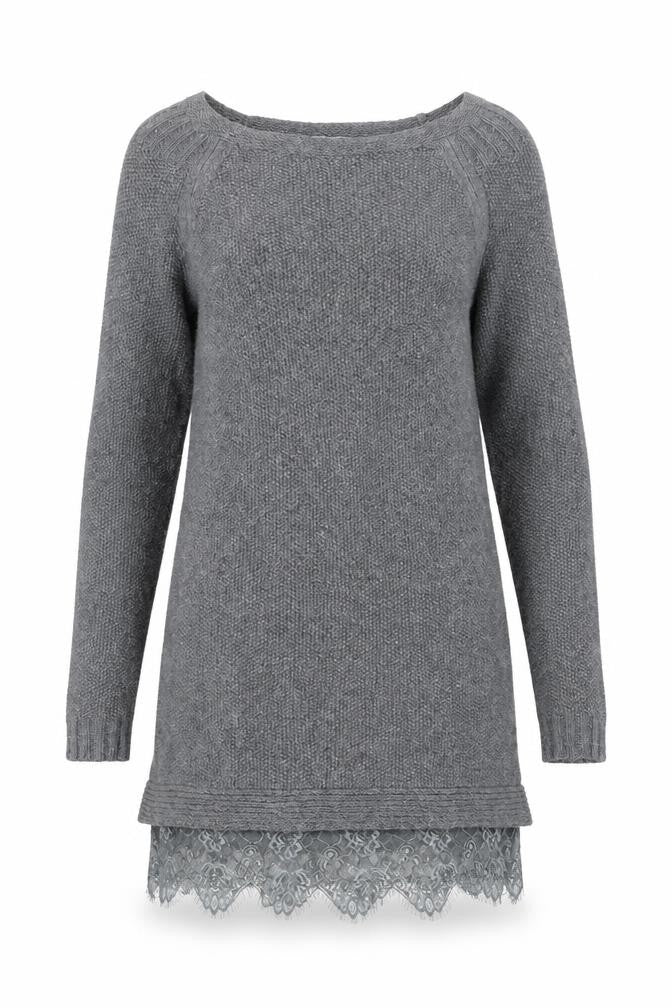 Front view of Mint Velvet Women's Grey Tunic Jumper, size 8