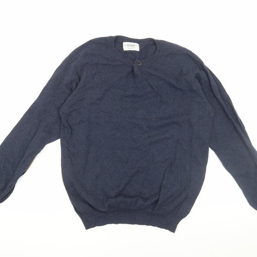 Pull & Bear Men's Blue L Cotton Pullover Jumper