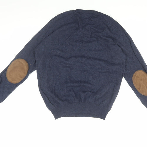 Pull & Bear Men's Blue L Cotton Pullover Jumper