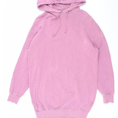 Topshop Women's Pink Hooded Jumper Dress, XS-S