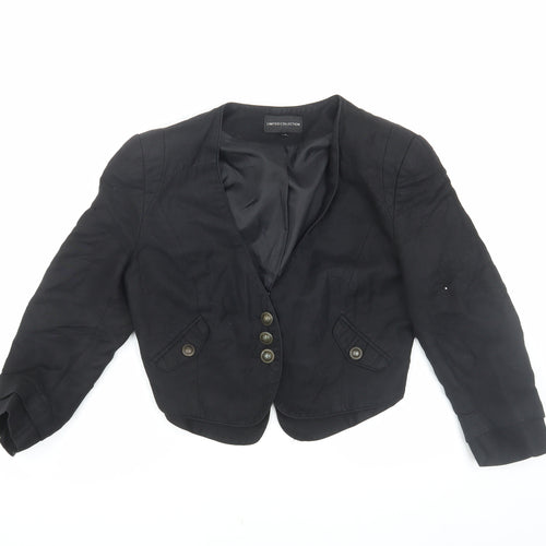 Marks and Spencer Black Linen Blazer, Size 10, Women's