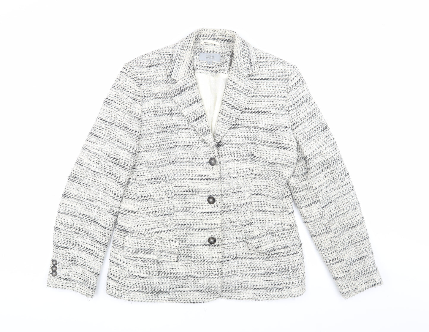 Marks and Spencer Women's Grey Tweed Blazer Size 14