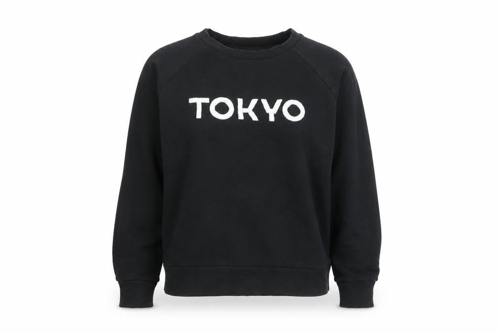 Front view of Pull&Bear Women’s Black Logo Pullover Sweatshirt, size S