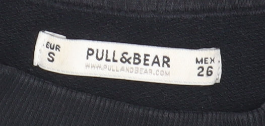 Pull & Bear Women’s Black Logo Pullover Sweatshirt, Size S
