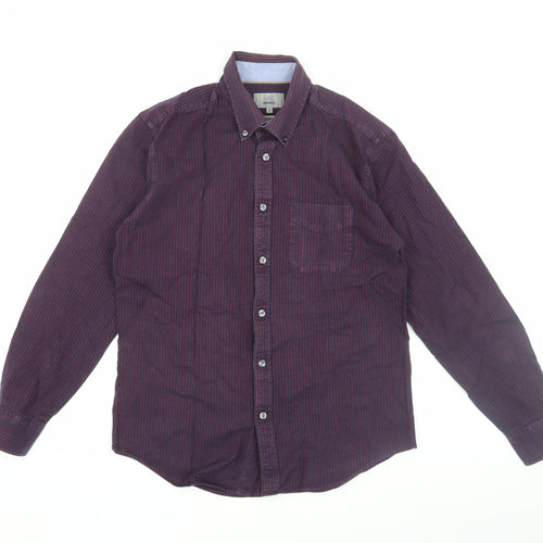 Marks and Spencer Men's Purple Striped Regular Fit Shirt