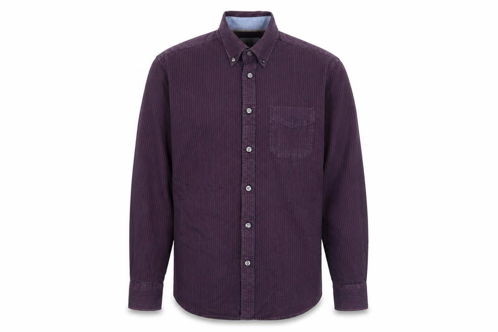 Front view of Marks & Spencer Men's Purple Striped Regular Fit Shirt