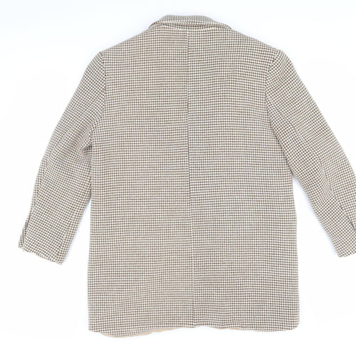 Zara Beige Check Women's S Blazer, Button, Autumn