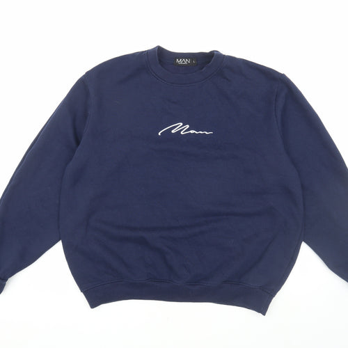 BoohooMAN Blue Men's Pullover Sweatshirt L