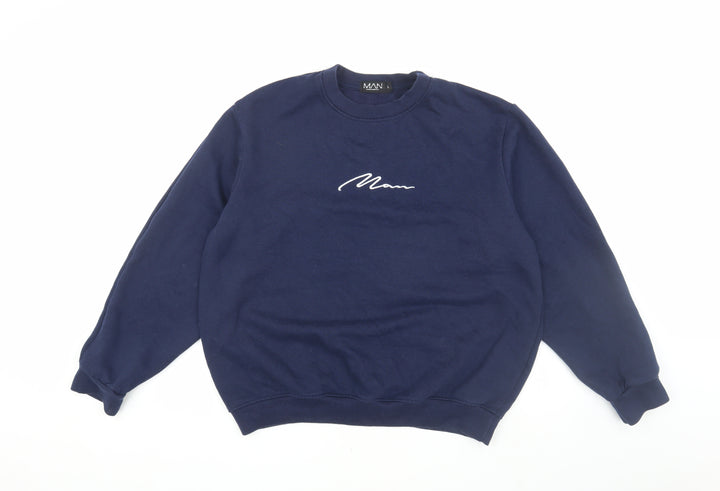 BoohooMAN Blue Men's Pullover Sweatshirt L