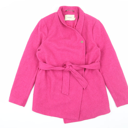 Oasis Women's Pink Belted Coat, Size 12, Winter Classic