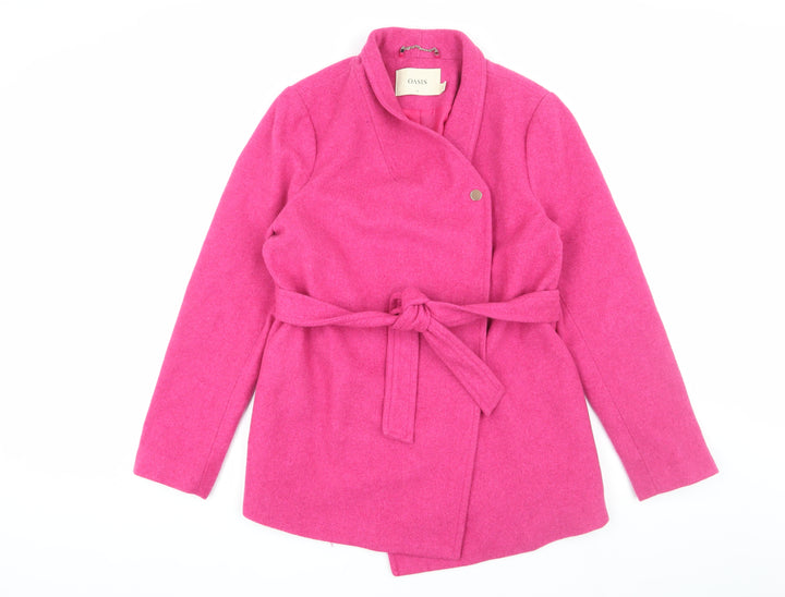 Oasis Women's Pink Belted Coat, Size 12, Winter Classic