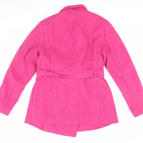 Oasis Women's Pink Belted Coat, Size 12, Winter Classic