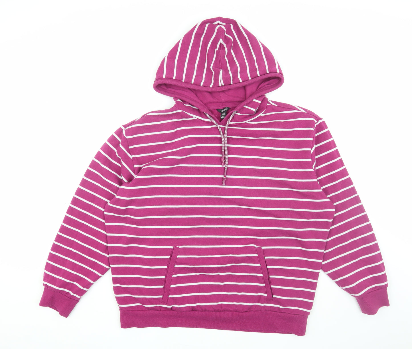 Spirit Womens Raspberry Striped Hoodie, Size 16