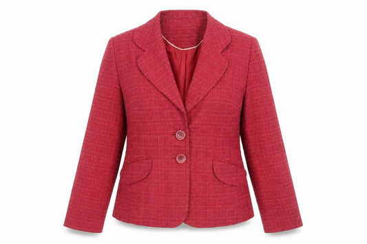 Front view of Next Women's Red Check Blazer, size 12, Business Casual Style