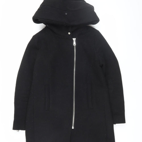Mango Women's Black Wool Blend Parka Coat Size S