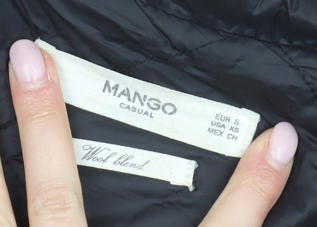 Mango Women's Black Wool Blend Parka Coat Size S