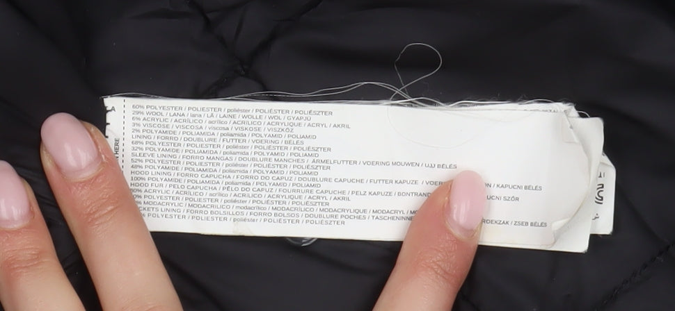 Mango Women's Black Wool Blend Parka Coat Size S