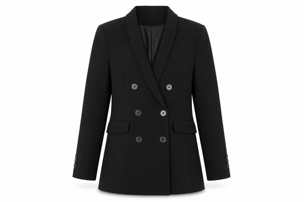Front view of Zara Women's Black XS Double-Breasted Blazer