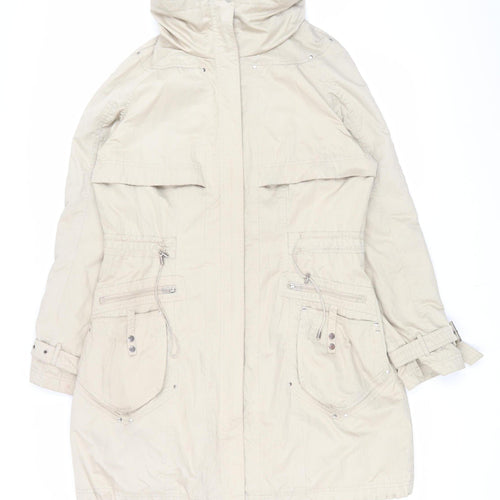 Clements Ribeiro Women's Beige Long Parka Coat Size 14