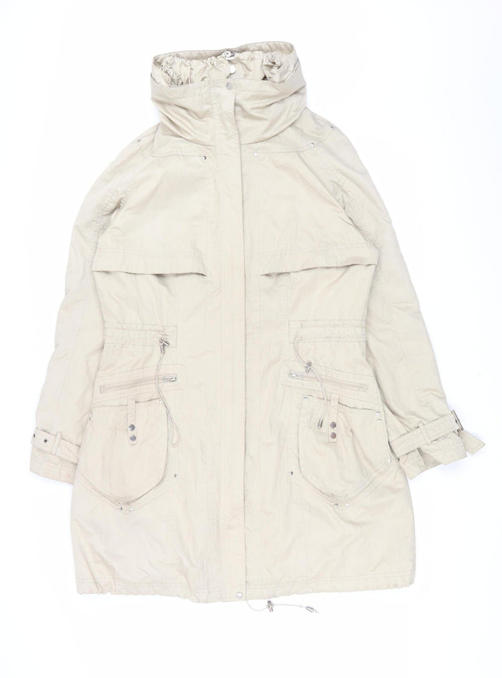 Clements Ribeiro Women's Beige Long Parka Coat Size 14