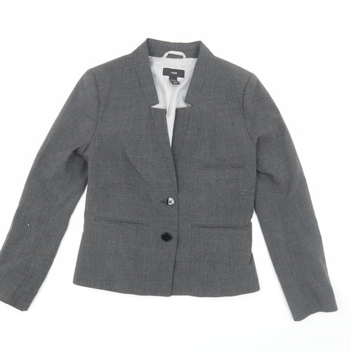 H&M Women's Grey Checked Blazer Size 10 Workwear