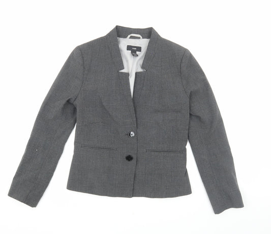 H&M Women's Grey Checked Blazer Size 10 Workwear